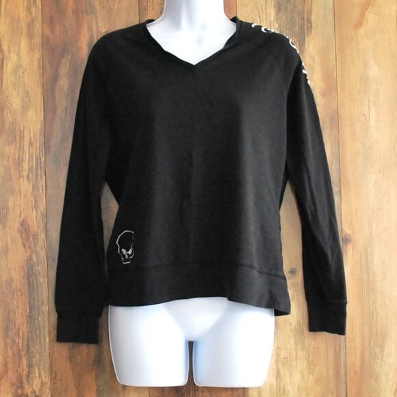 Harley Davidson V Neck Long Tee Black Women's Medium - Picture 1 of 6